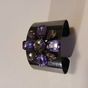 Elegant Black and Purple Cuff Bracelet